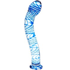 Dildo G-Spot, Sticla Premium, Albastru, 19 cm, Passion Labs, Glass Series