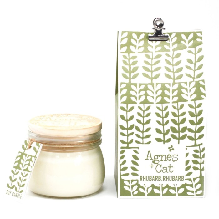 Lumanare din ceara de Soia 180 g, Ambalata Cadou - Rubarba