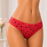 Set 3 Tanga Dama Bumbac Elastan Imprimeu Inimioare Negre Confortabile Lenjerie Sexy