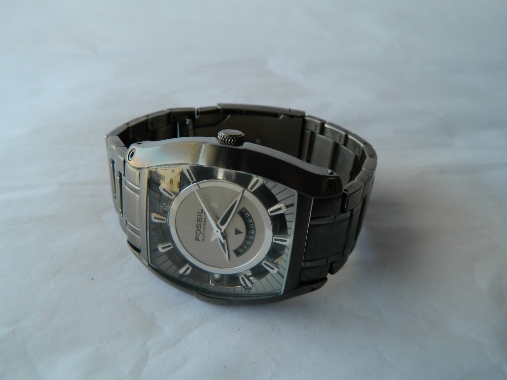 Ceas barbatesc automatic FOSSIL din otel , bratara otel ,data cod F9,  Casual, Mecanic-Automatic, Inox | Okazii.ro