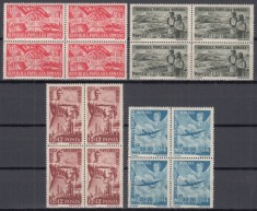 ROMANIA 1948 LP 233 - 1 MAI ZIUA MUNCII SERIA IN BLOC DE 4 TIMBRE STARE MNH