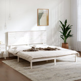 Cadru de pat Super King, alb, 180x200 cm, lemn masiv GartenMobel Dekor, vidaXL