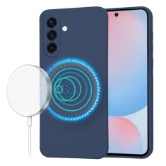 Husa pentru samsung galaxy a56 - magsafe, microfibra in interior, navy blue foto