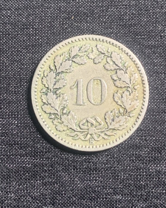 Moneda 10 rappen 1885 Elvetia