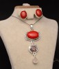Set Argint 925 Lant,Pandativ si Cercei Handmade Cu Piatra Carneol-- SET357D, Argintboutique