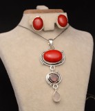 Set Argint 925 Lant,Pandativ si Cercei Handmade Cu Piatra Carneol-- SET357D, Argintboutique