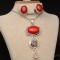 Set Argint 925 Lant,Pandativ si Cercei Handmade Cu Piatra Carneol-- SET357D