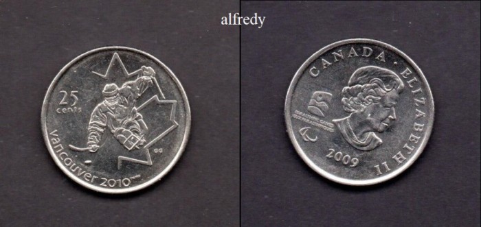 CANADA 2009 25 cents Sledge Hockey, Vancouver 2010