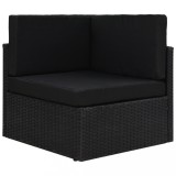VidaXL Canapea de colț modulară, negru, poliratan