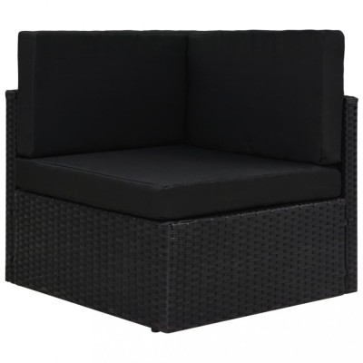 vidaXL Canapea de colț modulară, negru, poliratan foto