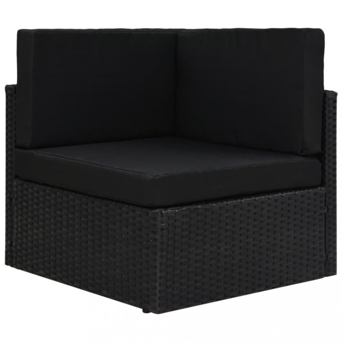 vidaXL Canapea de colț modulară, negru, poliratan