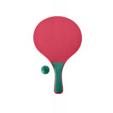 Set ping pong pentru plaja, 3 piese, lemn, verde/roz