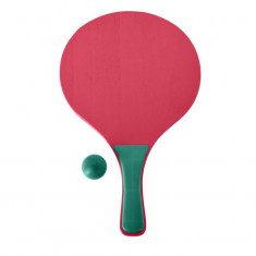 Set ping pong pentru plaja, 3 piese, lemn, verde/roz