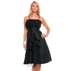 N774-1 Rochie midi accesorizata cu volanase in fata