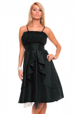 N774-1 Rochie midi accesorizata cu volanase in fata foto