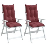 Perne scaun cu spătar &icirc;nalt, 2 buc. roșu vin 120x50x7 cm textil