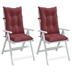 vidaXL Perne scaun cu spătar &icirc;nalt, 2 buc. roșu vin 120x50x7 cm textil