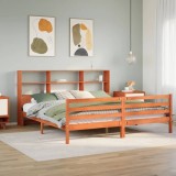 vidaXL Pat cu bibliotecă fără saltea maro ceruit 180x200 cm lemn masiv 3321920