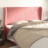 vidaXL Tăblie de pat cu aripioare, roz, 203x23x118/128 cm, catifea