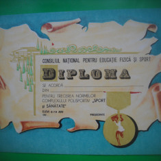 HOPCT DIPLOMA NR 1 ELEVI 6-14 ANI -SPORT SI SANATATE ANII 1970-ROMANIA-RSR
