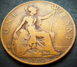 Cumpara ieftin Moneda istorica 1 PENNY - MAREA BRITANICA / ANGLIA, anul 1910 *cod 3208, Europa