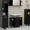 Dulap de baie, negru, 60 x 32 x 53,5 cm, lemn prelucrat