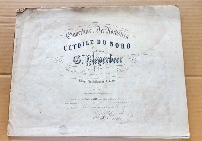 G445-I-Partituri vechi pian la 4 maini OUVERTUREN DER NORDSTERN-L Etoile du Nord-Giacomo Meyerbeer anul 1880 in germana. foto