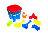 Set galetusa tip castel si accesorii incluse pentru nisip, Albastru, Plastic