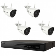 Kit 4 camere supraveghere Wireless 4MP, IR 30m, lentila 2.8mm HikVision + NVR 4 canale Ultra HD 4K HikVision foto