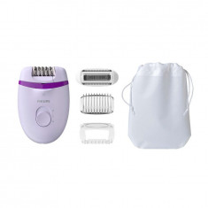 Epilator Philips Satinelle BRE275/00, 2 viteze, Opti-light, cap de epilare lavabil, 4 accesorii, Lila