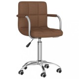 VidaXL Scaun de bucătărie pivotant, maro, material textil