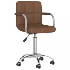 vidaXL Scaun de bucatarie pivotant, maro, material textil foto