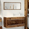 Dulap baie lemn vechi Gossi 100x38.5x48 cm, maro rustic, vintage, montaj perete, lemn compozit