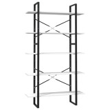 Cumpara ieftin Biblioteca cu 5 rafturi, alb, 100x30x175 cm, lemn masiv de pin