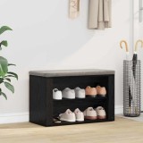 vidaXL Raft pentru &icirc;ncălțăminte cu raft Stejar negru 75 x 35 x 45 cm