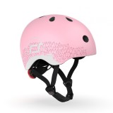 Casca de protectie pentru copii, sistem de reglare magnetic cu led, cu banda reflectorizanta, XXS-S, 45-51 cm, 1 an+, Rose, Scoot Ride