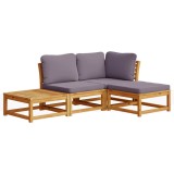 Set mobilier de gradina cu perne, 4 piese, lemn masiv de acacia