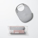 Baveta bebelusi Miniware Roll Lock, 100% din silicon alimentar, Grey