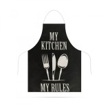 Șorț Bucătărie Negru 68x52 cm My Kitchen My Rules! Poliester Lavabil Protecție Gătit Grădină Flamingo