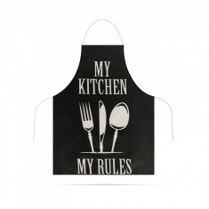 Șorț de bucătărie - 68 x 52 cm - My kitchen, My rules! (negru) foto