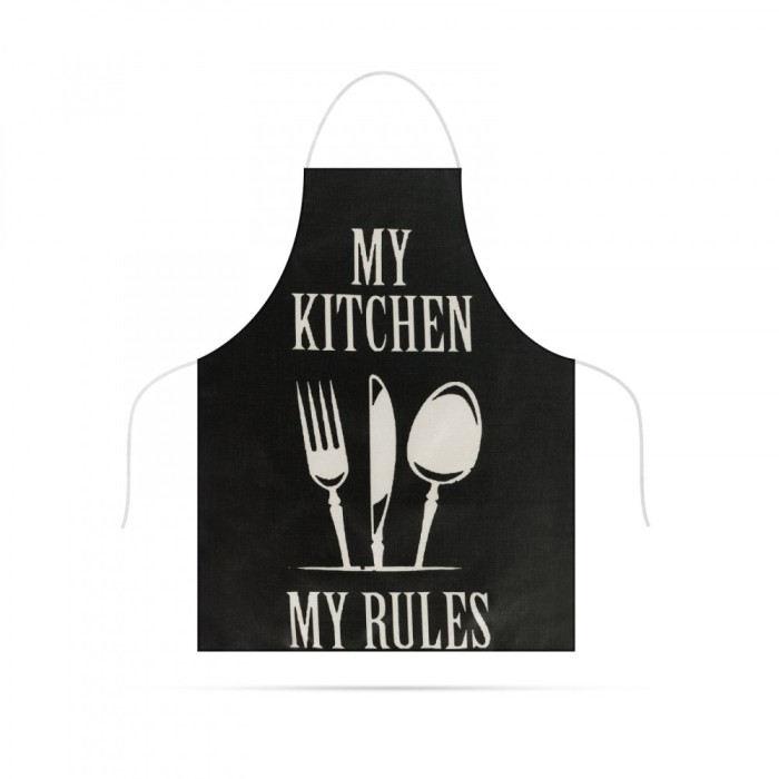 Șorț de bucătărie &ndash; 68 x 52 cm &ndash; My kitchen, My rules! (negru)