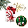Set 4 globuri de Craciun, bomboane si cadouri ornamentale rosii pentru brad, JollyMag, BSN51, 15x7,5 cm