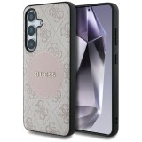 Husa pentru Samsung Galaxy S25 - Guess 4G Circle Classic Logo MagSafe (GUHMS25SP4PGRSGP) - Pink