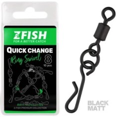 Agrafa Rapida cu Vartej ZFISH Quick Change Ring Swivel Matt, Size 8, 10buc/pac foto