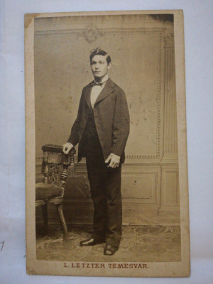 Foto veche carton CDV atelier L. Letzter, Timisoara/ Temesvar,tanar foto