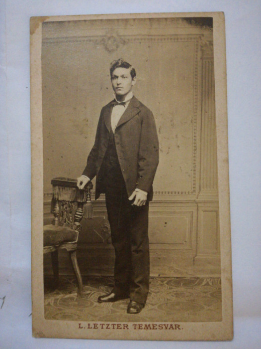 Foto veche carton CDV atelier L. Letzter, Timisoara/ Temesvar,tanar