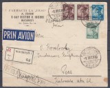 ROMANIA 1930 LP 87 CAROL II P.A./PLIC CIRC. RECOMANDAT PRIN AVION BUCURESTI-PECS, Stampilat
