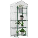 Outsunny Seră Verticală pentru Balcon și Terasă cu 4 Rafturi, Structură din Oțel și PE, 70x50x160 cm, Alb | Aosom Romania