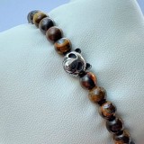 Bratara barbati din otel inoxidabil cu ochi de tigru si pandativ urs - Succes