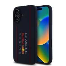 Husa iPhone 16 Red Bull Racing Silicone Oversize Vertical Logo MagSafe, bleumarin, RBHMP16S24SIOLRV foto